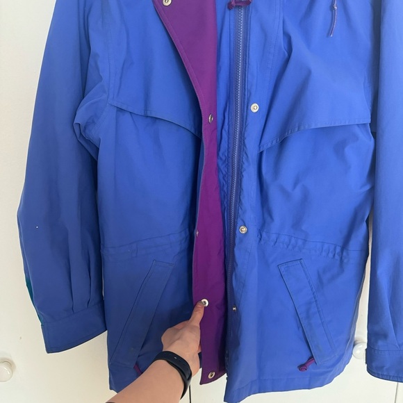 L.L. Bean Women's Vintage 90s Blue Pink Purple Goretex Zip Jacket in Medium - Picture 8 of 9